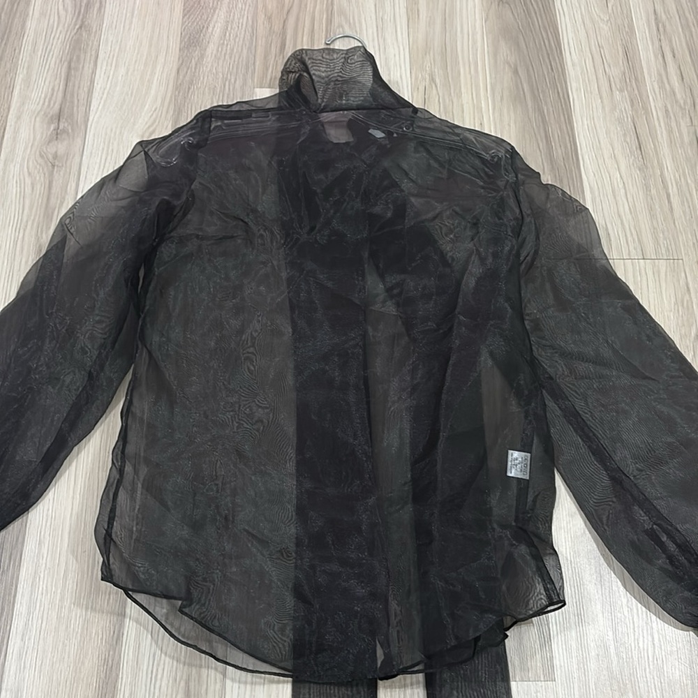 anthropologie sheer Black Back Bow at neck, self tie, Blouse NWOT By Ellender - Picture 9 of 16